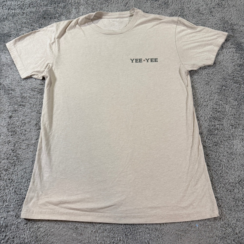 Yee Yee Mens Rod & Gun Club Graphic T Shirt Size Small Tan Short Sleeve Tee